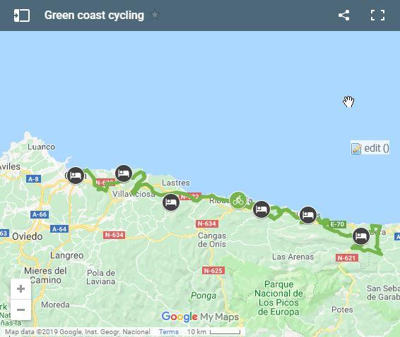 Map cycling Asturias coast