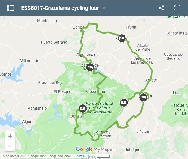 Map Grazalema cycling routes